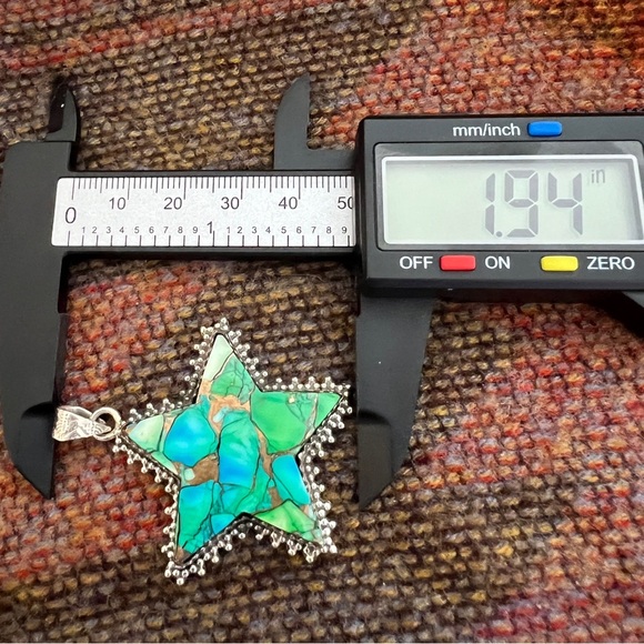 ❤️ Green Dahlia Kingman Turquoise Decorative Star 925 Statement Pendant 15.1 Gm - Picture 11 of 17